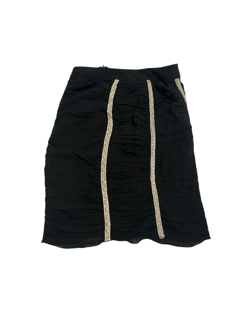 Black Pencil Skirt with Gold-Trim Detailing